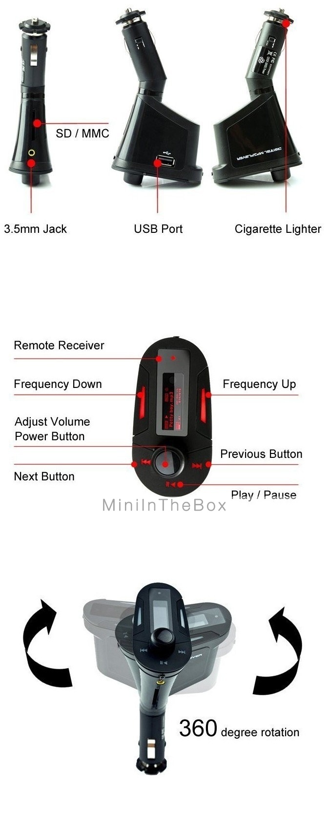 FM Transmitter Car Kit with MP3 Player, LCD Backlit Display, Remote & USB QP0026 (Blue)
