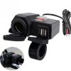 Waterproof Dual-Port USB Charger Socket with Handlebar Mount, 5V/4.2A Power Adapter & Cigarette Lighter Socket (Voltmeter Included) for Smartphones