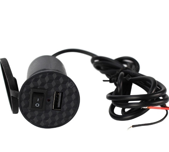 Motorcycle Waterproof USB Mobile Phone Charger with Switch (CD-3001) (Black) (Motorcycles)