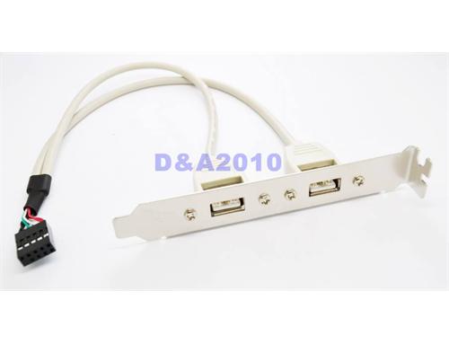 2 Port USB 2 female Motherboard to Rear Panel slot Bracket Cable External host