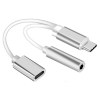 USB type C plug to stereo 3.5 mm audio adapter cable 15cm with extra power socket Ασημί USB type C plug to stereo 3.5 mm audio adapter cable 15cm with extra power socket Ασημί