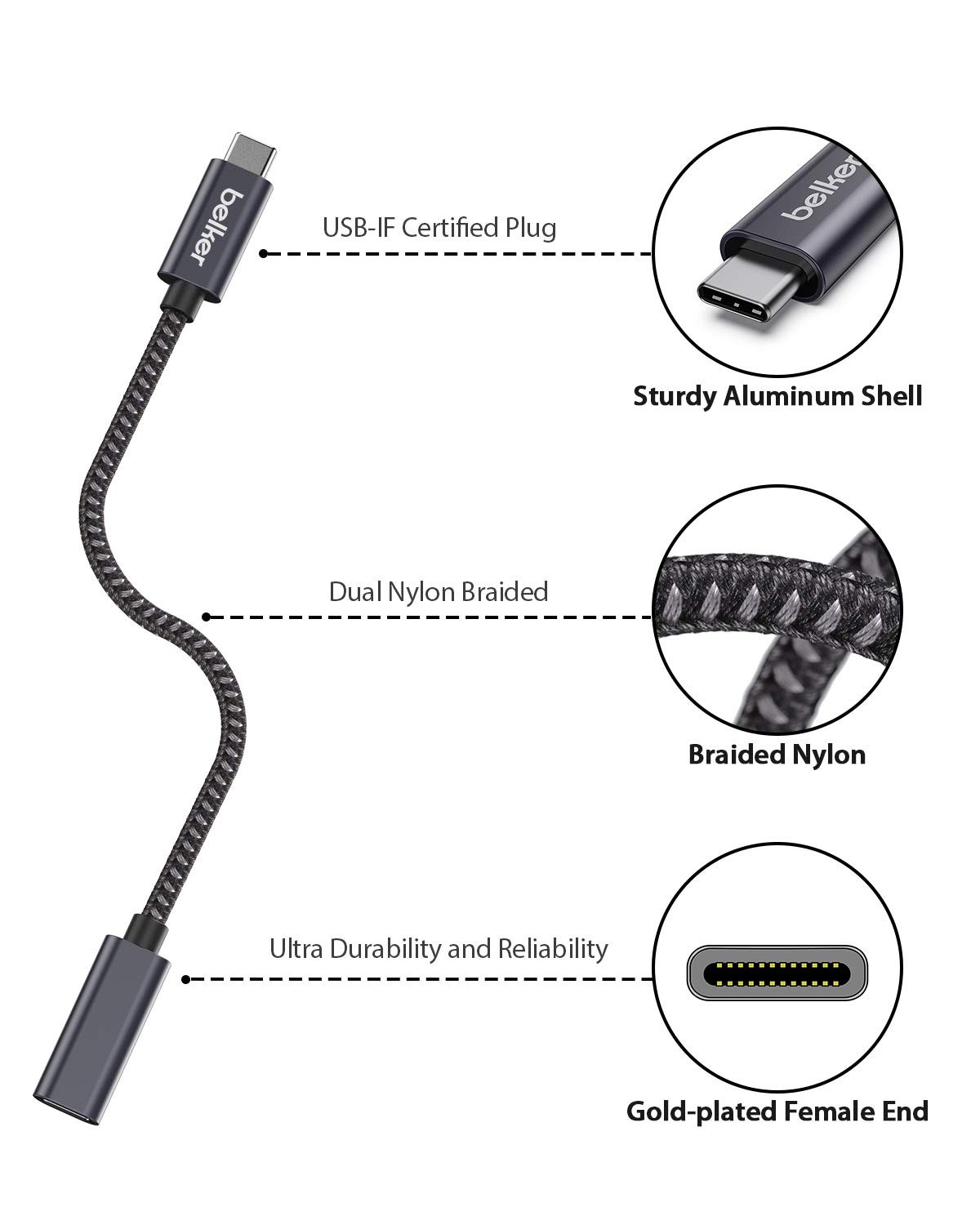 Belkertech επέκταση USB C 3.2 5A 100W 1m