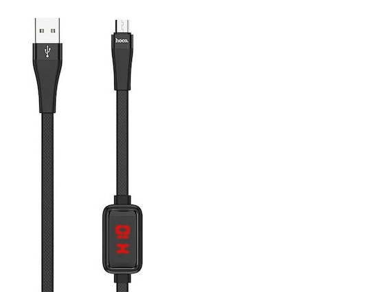 Καλώδιο σύνδεσης Hoco S4 USB σε Micro-USB 2.4A Μαύρο 1.2m με ένδειξη φόρτισης
