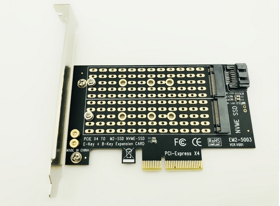 M.2 NVMe SSD NGFF to PCI-E 3 X4 Adapter Raiser M Key B Key PCI Express 3 NVME m.2 SSD M2 SATA NGFF Converter Post Card Riser
