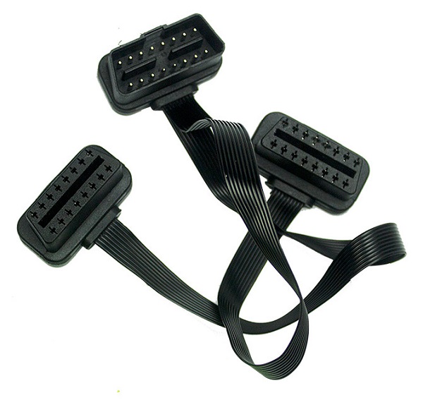 OBD 2 16-Pin Male to Dual 16-Pin Female Extension Diagnostic Cable (41cm) (Oem) (Bulk)
