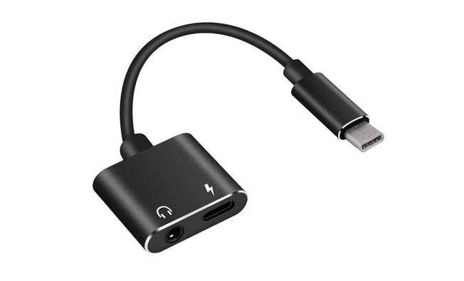POWERTECH USB Type-C to 3.5mm Audio & Female USB Type-C Converter (Black)