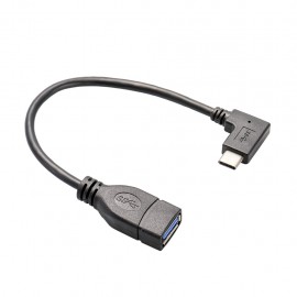 Right Angle USB 3.1 Type-C Male to USB 3 Female Data OTG Cable - Black (17cm) (OEM)