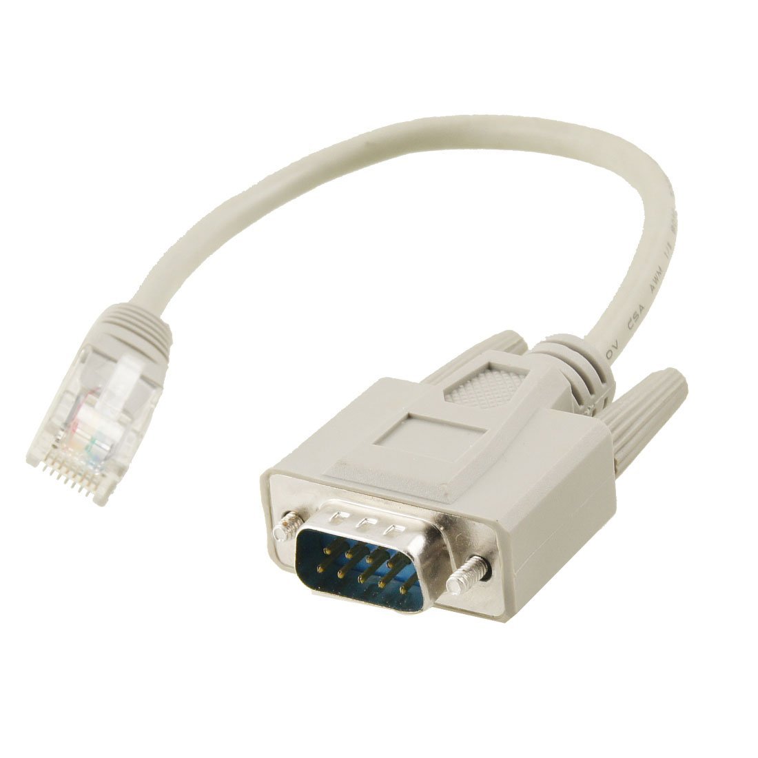 RS232 DB9 Male Connector to RJ45 Ethernet Adapter Cable Gray  (OEM)
