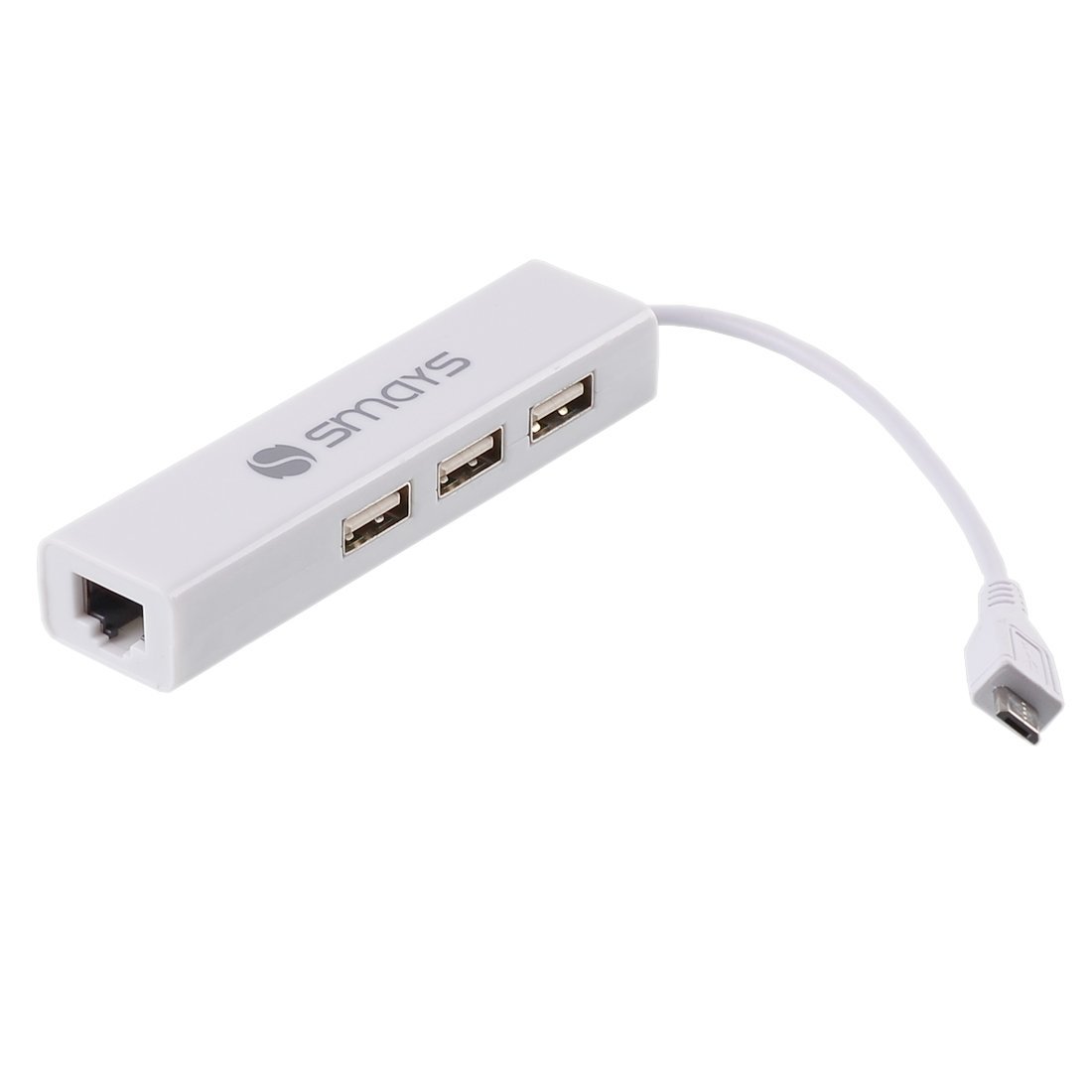 Smays Realtek Micro USB σε Ethernet προσαρμογέας (Realtek RTL8152) μαζί με USB 2 Hub 3 θυρών