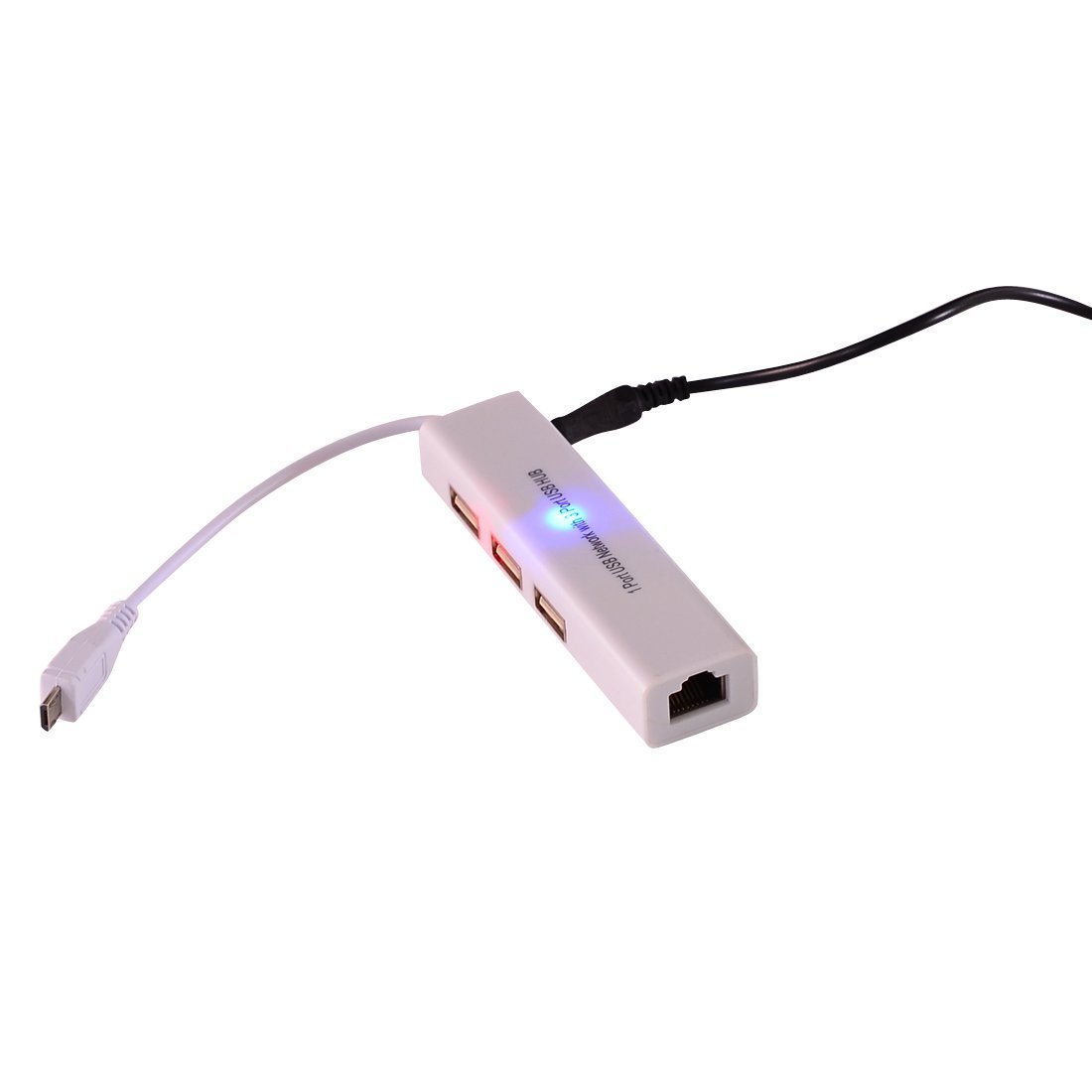 Smays Realtek Micro USB σε Ethernet προσαρμογέας (Realtek RTL8152) μαζί με USB 2 Hub 3 θυρών