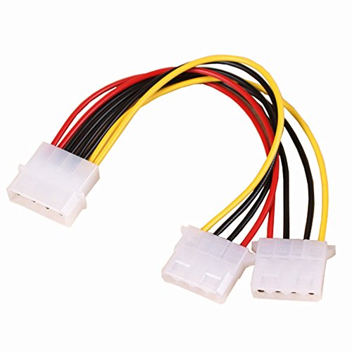 2x Female to 1x Male Molex 4-Pin Power Supply Y-Splitter Cable 10cm (OEM)