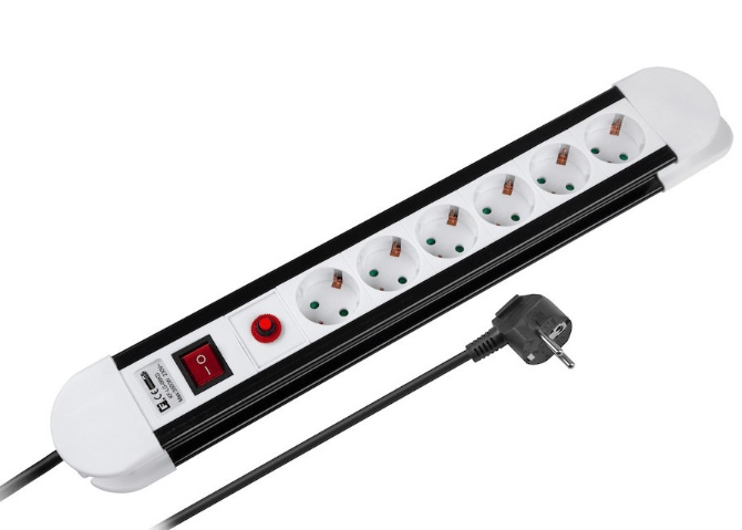 KEMOT DM-3068 Safety Power Strip with Switch & 5m Cable (White) (URZ3068) + Switch Cable White Urz3068 (6-Position) (DM-30698)