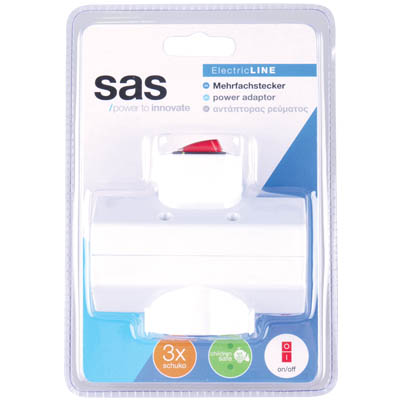 SAS Πολύμπριζο Ταφ 3 Θέσεων με Διακόπτη 230V 16A 3500W SAS 100-15-025