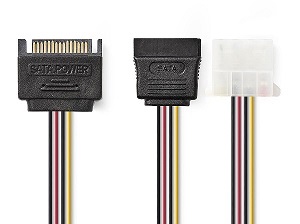 Καλώδιο-αντάπτορας τροφοδοσίας SATA σε Molex 4-pin + SATA, 0.15m