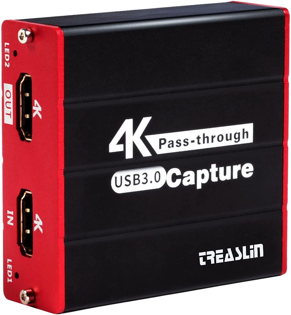Aode TreasLin 4K Game USB3 Capture Card, Συσκευή λήψης παιχνιδιών HD / Συσκευή λήψης βίντεο HD, Μετατροπέας / Εγγραφέας βίντεο HDMI για PS5, PS4,  Xbox ONE / Xbox 360, SWITCH LiveTV, PVR DVR
