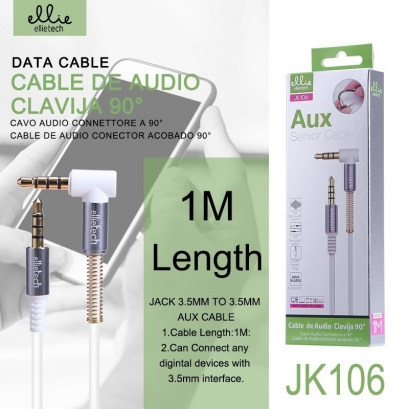 JK106 Aux Audio Cable (Male to Male, 4-Pin, 3.5mm, 1M)