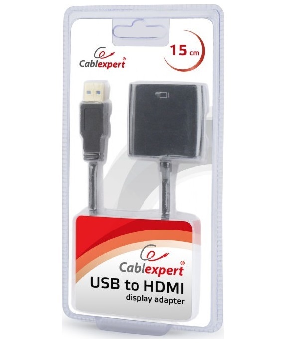 Cablexpert USB 3.0 to HDMI Display Adapter - Black (15cm)