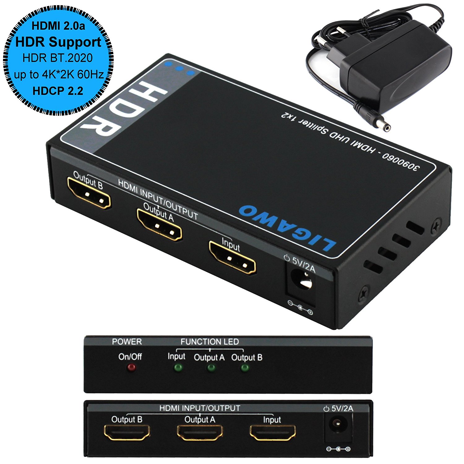 ΜΕΤΑΤΡΟΠΕΑΣ HDR 4K LIGAWO 3090060 1 x 2 HDMI Splitter ΜΤΧ