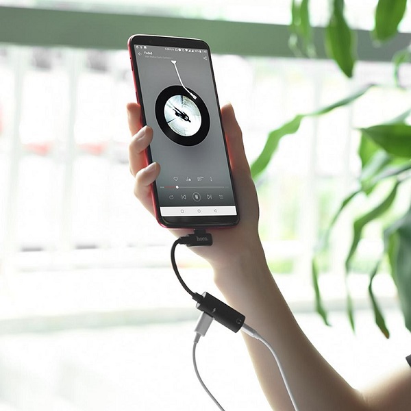Hoco LS19 2 in 1 USB Type-C USB Type-C Female and 3.5mm Female Black