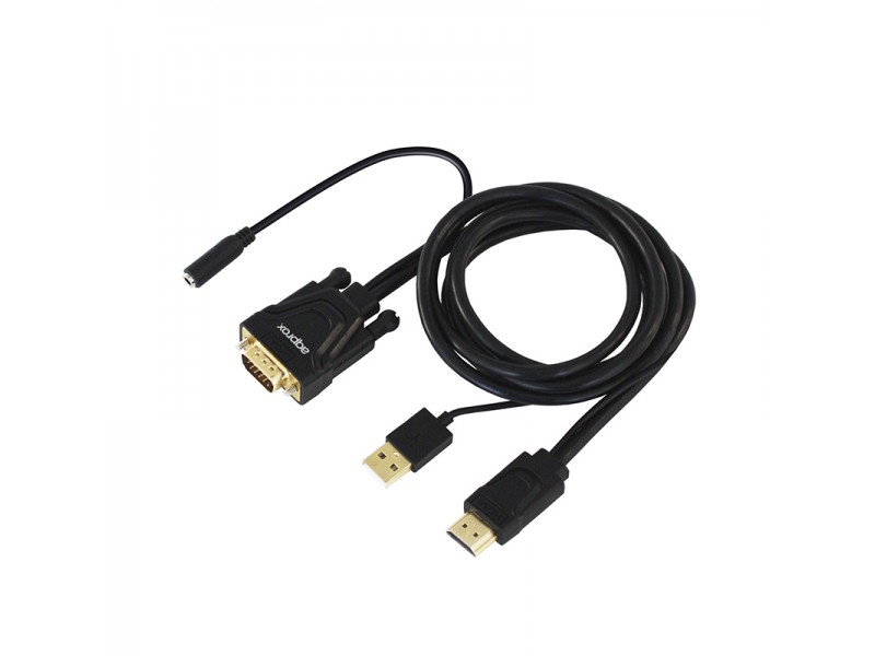 HDMI male to VGA male with USB 2 A male and 3.5mm female Converter Approx appC22