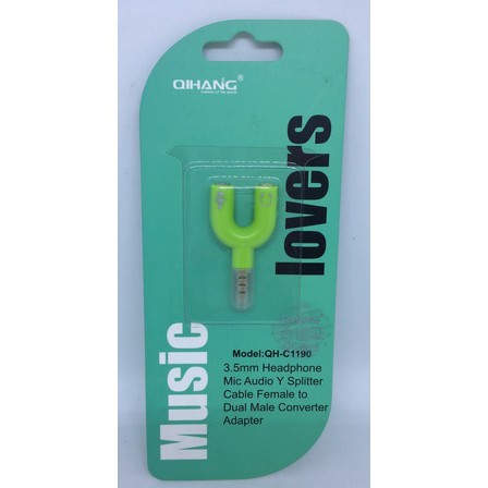 Music Lover 3.5mm Headphone Mic Audio Y Splitter  Green (QH-C1190)