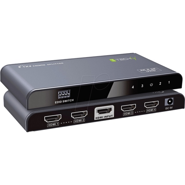 Techly HDMI 2.0 4K UHD 3D Splitter (4-Way) with EDID (HDMI2-4K4E)