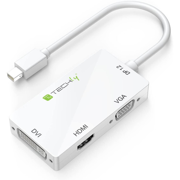 Techly IADAP MDP-COMBOF12 3 in 1 Mini DisplayPort (Thunderbolt) to HDMI / DVI / VGA Adapter