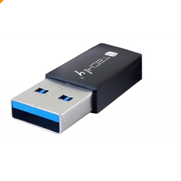 TECHLY IADAP Mini USB-A 3.0 Male to USB-C Female Converter (USB3-AFT) (Black)