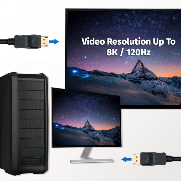 Techly ICOC DSP-A14-020NT DisplayPort 8K M / M 2 m Μαύρο