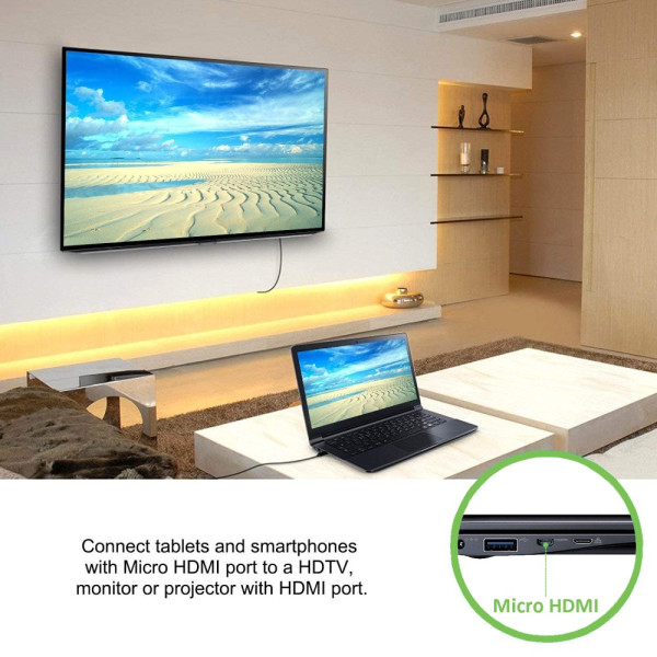 Techly ICOC HDMI-4-AD2 Καλώδιο υψηλής ταχύτητας HDMI ™ Ethernet 1,4 AM σε Micro DM, 2,0 m