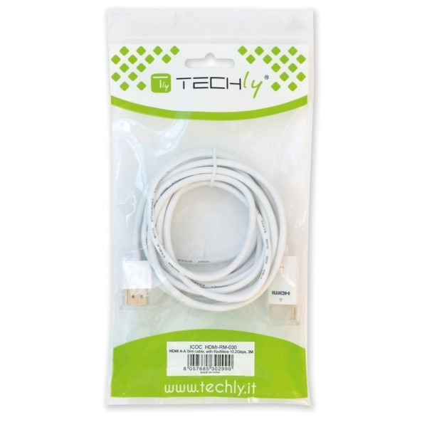 Techly ICOC HDMI-SL-030W Καλώδιο HDMI υψηλής ταχύτητας με Ultra Slim Ethernet 3 m