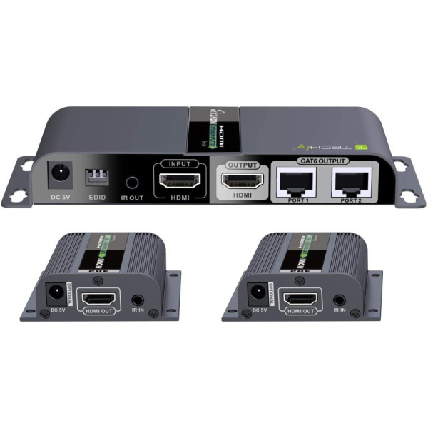 TECHLY IDATA EX-HL21TY HDMI EXTENDER KIT 1 TRANSMITTER 2 RECEIVERS WITH IR 40M CAT6/6a/7