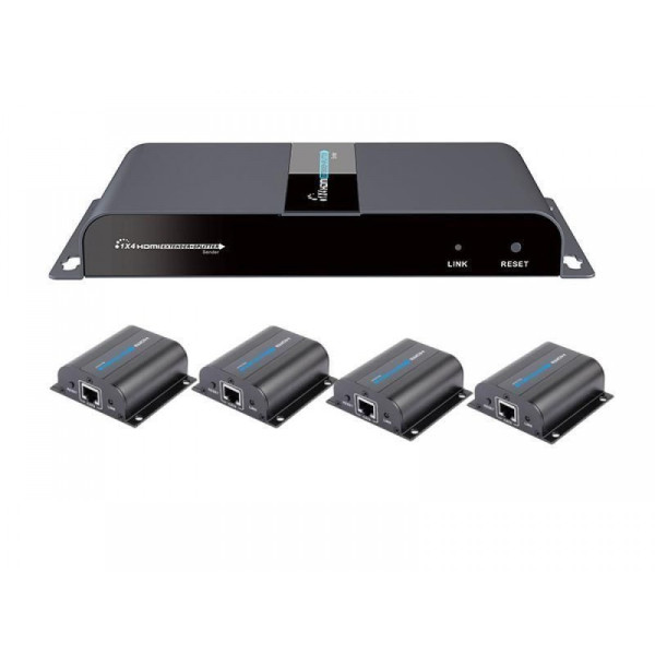TECHLY IDATA EX-HL41TY ΚΙΤ HDMI EXTENDER 1 ΠΟΜΠΟΣ 4 ΔΕΚΤΕΣ ΜΕ IR 40M CAT6/6a/7