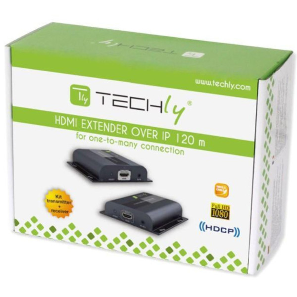 Techly IDATA EXTIP-383V4 HDMI HDbitT Extender με IRCat.6 Καλώδιο έως 120m