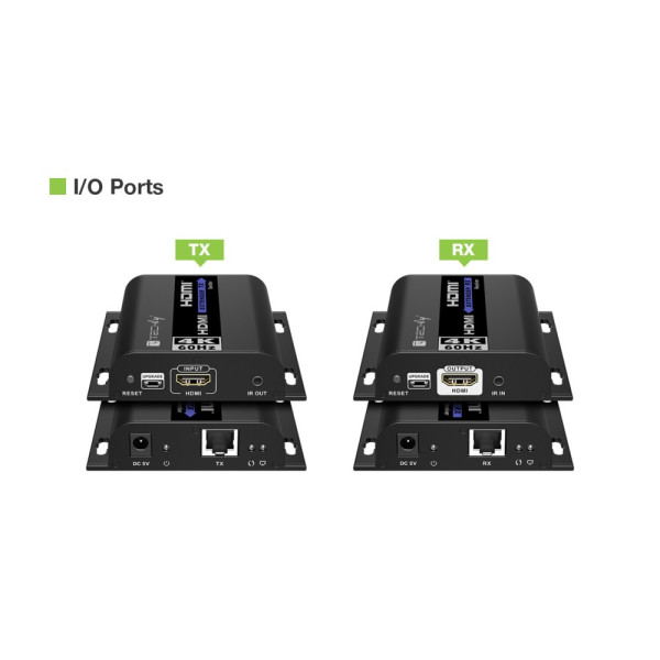 TECHLY IDATA EXTIP-483 HDMI Extender 4K@60Hz με καλώδιο IR σε Cat.6 έως 120m