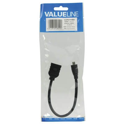 VALUELINE Μετατροπέας Micro HDMI αρσενικό σε HDMI θηλυκό 20cm VLVP 34790 B02