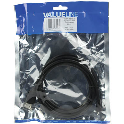 VALUELINE Micro HDMI αρσ. σε HDMI αρσ. Καλώδιο με Κανάλι Ethernet v1.4 2m VLMP 34700 B20