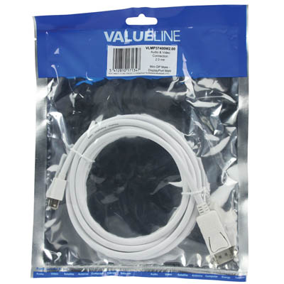 VALUELINE Καλώδιο MiniDisplayPort αρσ. σε DisplayPort αρσ. 2m Λευκό VLMP 37400W20