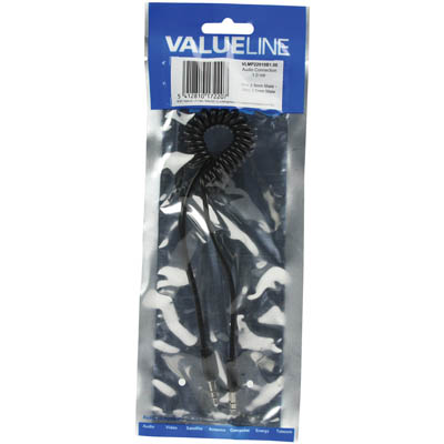 VALUELINE Καλώδιο Spiral 3,5mm Stereo αρσ. σε 3,5mm Stereo αρσ. 1m Μαύρο VLMP 22010 B10