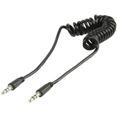 VALUELINE Καλώδιο Spiral 3,5mm Stereo αρσ. σε 3,5mm Stereo αρσ. 1m Μαύρο VLMP 22010 B10