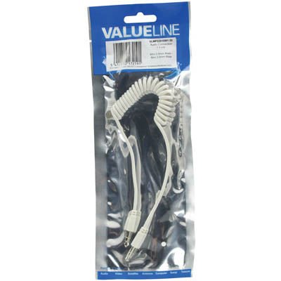 VALUELINE Καλώδιο Spiral 3,5mm Stereo αρσ. σε 3,5mm Stereo αρσ. 1m Λευκό VLMP 22010 W10