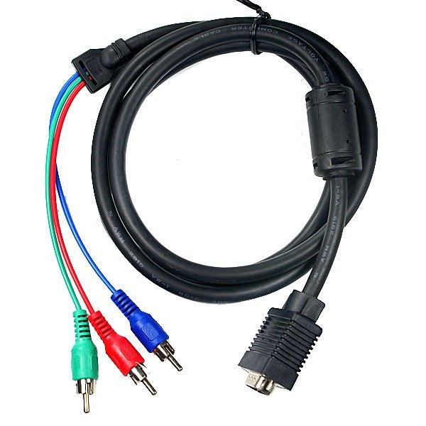 1.5m VGA male to RGB (3xRCA male) video cable (OEM)