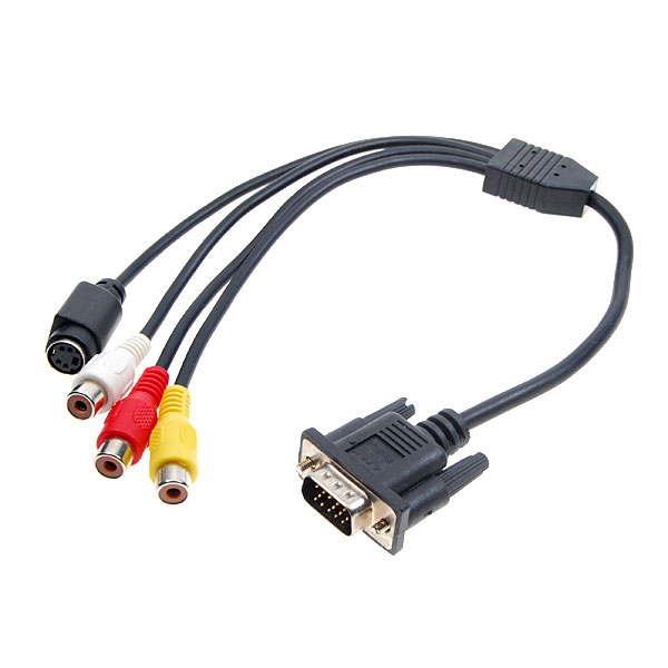 Καλώδιο VGA αρσ. σε S-video θηλ. και 3xRCA θηλ. 19cm (OEM)