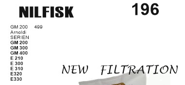 Σακούλες για σκούπα με φίλτρο 196-NILFISK GM 200/GN 200 newfiltration x5 τεμάχια (OEM)