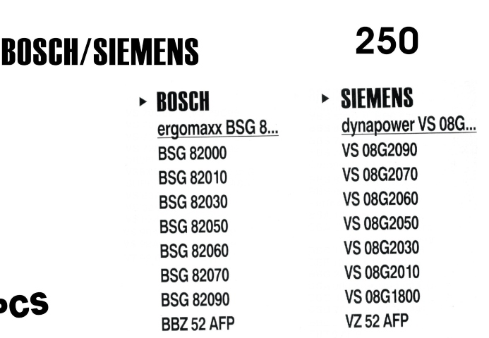 Σακούλες για σκούπα με φίλτρο 250-SIEMENS DYNAPOWER FILTER x5 τεμάχια (OEM)