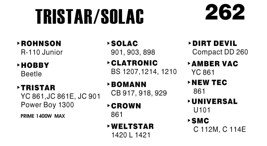 Σακούλες για σκούπα με φίλτρο 262-TRISTAR Y/JC 861 SOLAC newfiltration x5 τεμάχια (OEM)