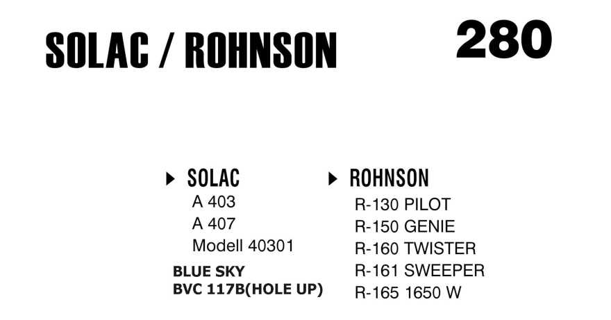 Σακούλες για σκούπα με φίλτρο 280-ROHNSON A403/407 x6 τεμάχια (OEM)