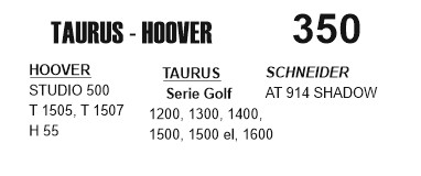 Σακούλες για σκούπα με φίλτρο 350-HOOVER-TAURUS x4 τεμάχια (OEM)