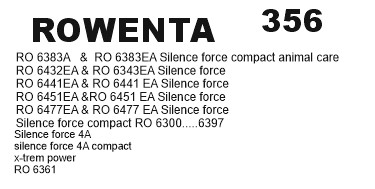 Σακούλες για σκούπα με φίλτρο 356-Rowenta RO6361 x4 τεμάχια (OEM)