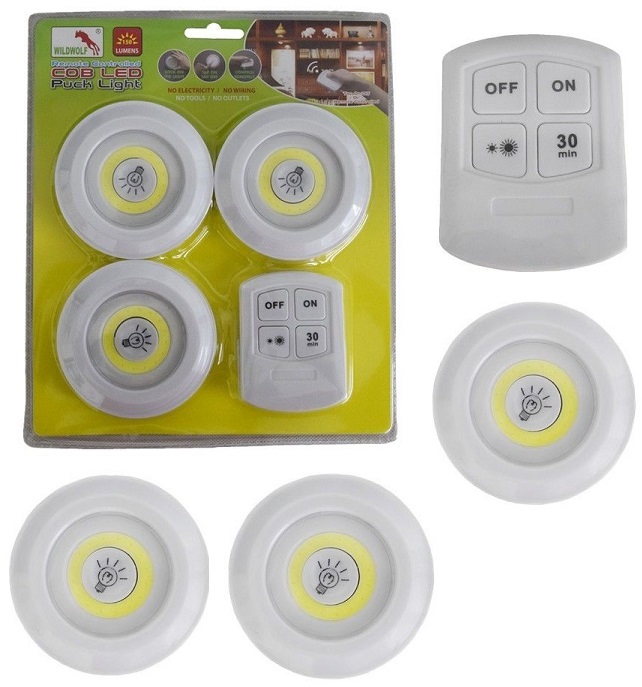 3-Pack COB LED Wireless Automatic Light with Remote Control - White + Remote Control Light Yl (YL-M-411)